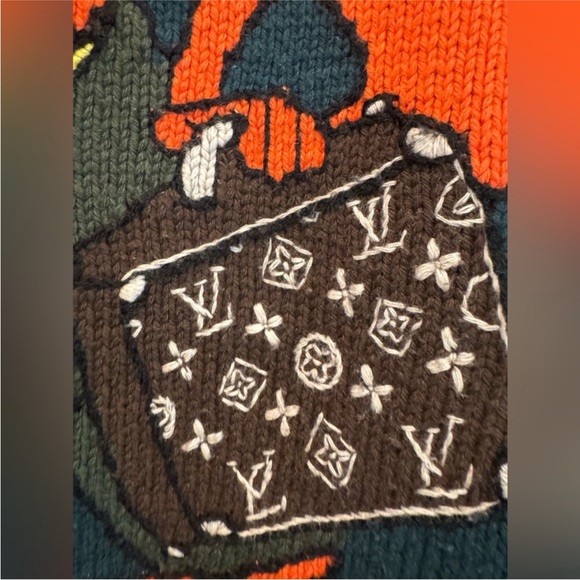 RARE LOUIS VUITTON Handknit Cartoon Fox Green Sweater - Picture 4 of 12